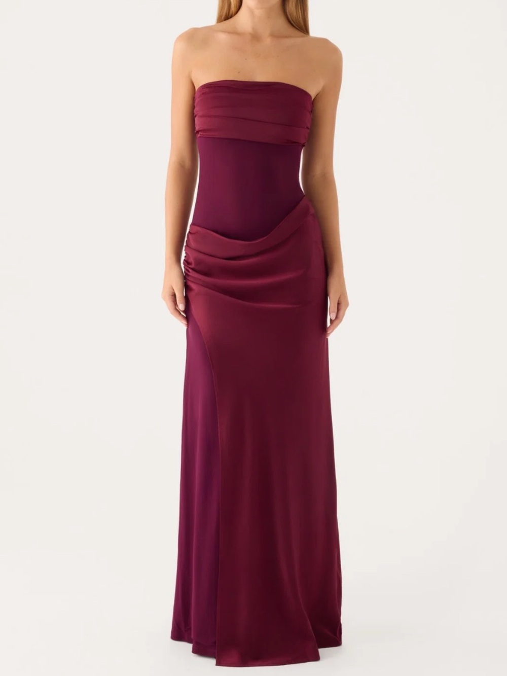 Peppermayo Strapless Plum Maxi Dress